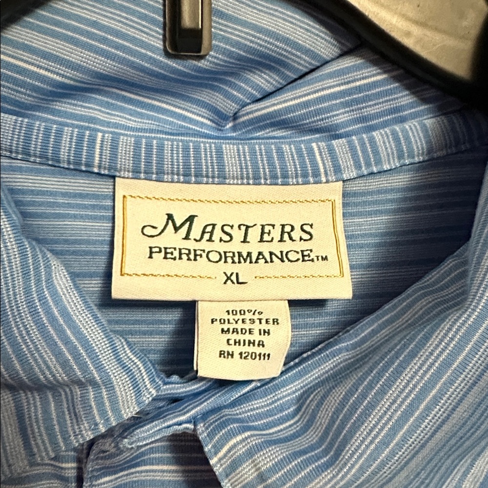 Masters Performance Blue Striped Polo Golf Shirt XL - Picture 2 of 4